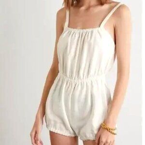 NWT Suzie Kondi Dassia 100% Linen Romper Neutral Beige Size L $275